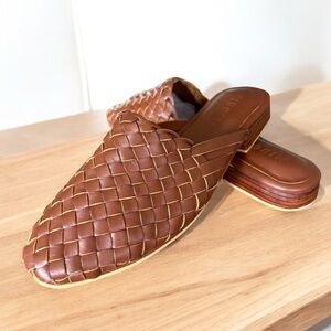 MIUCCIA STUDIO Victoria  Handwoven Leather Mule‎ | Chestnut | Size US 10 EU 41